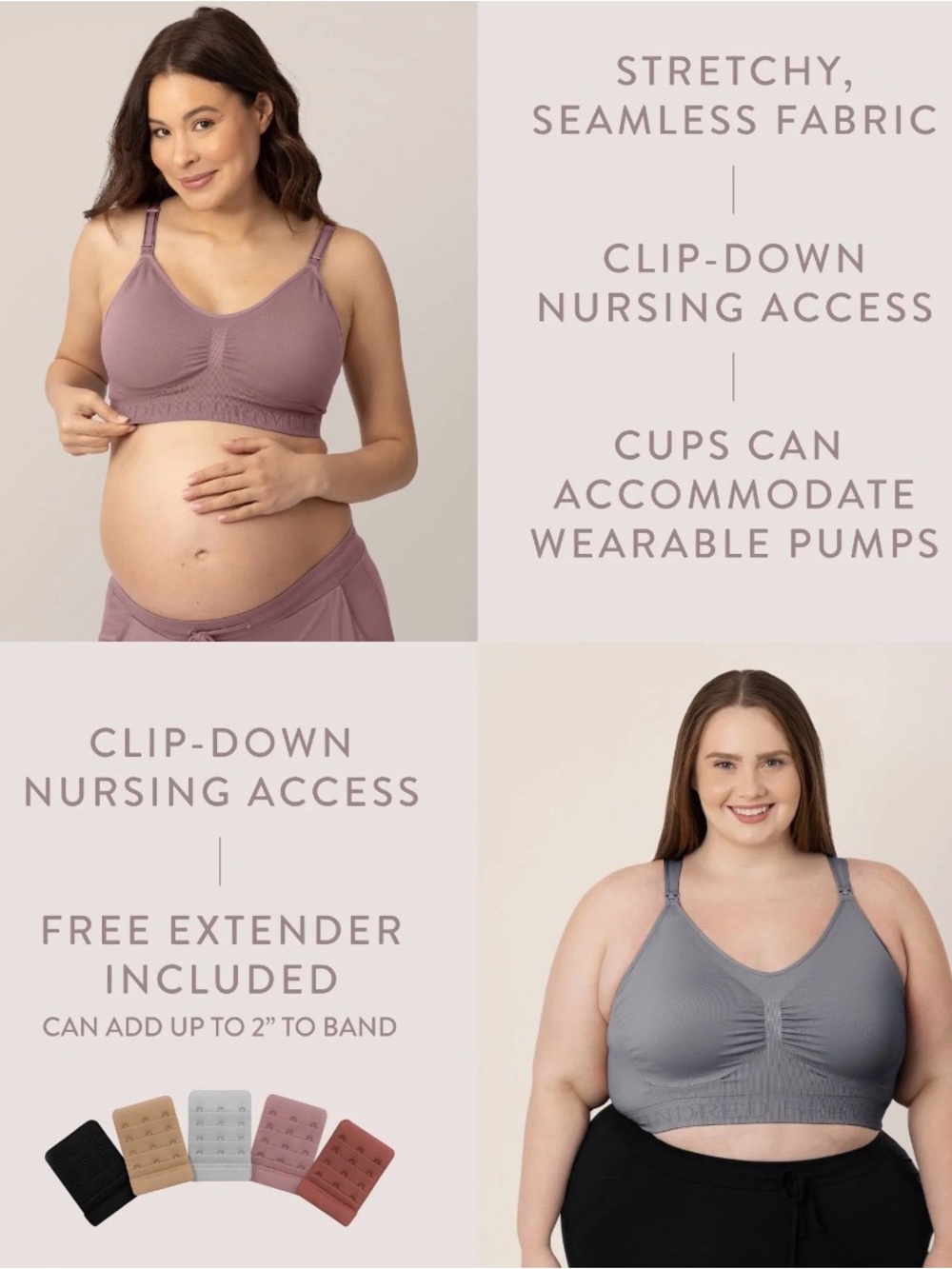 Kindred Bravely seamless Mauve Nursing Bra with Clip-Down Straps size medium - Picture 11 of 11